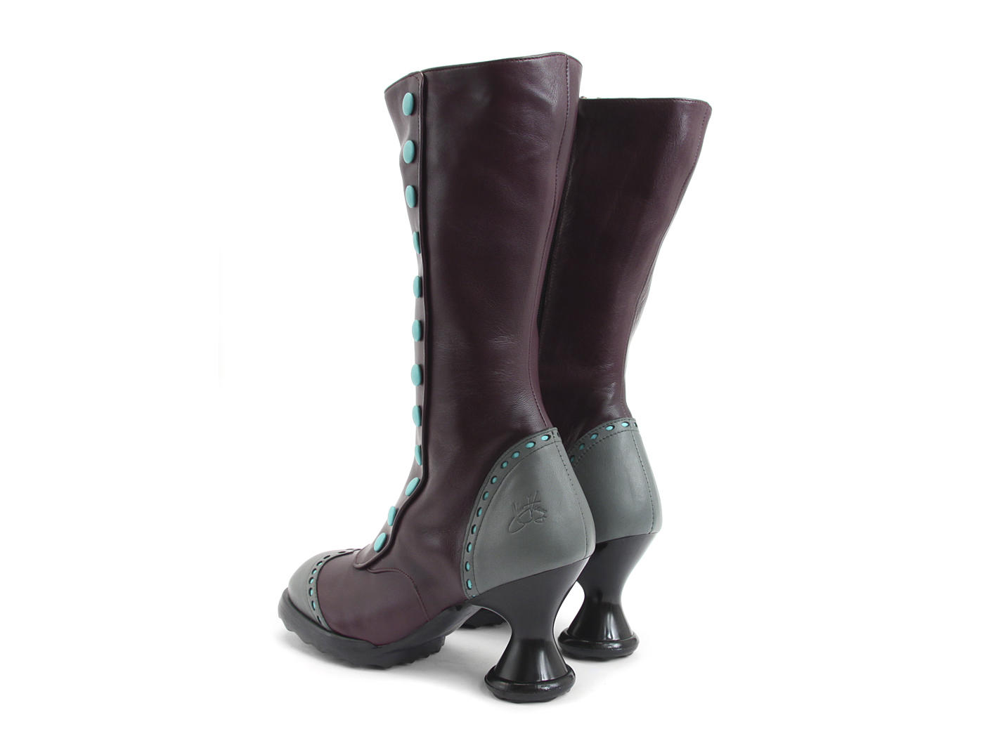 Babycake Purple & Teal Mid-Height Boot with Buttons: Back