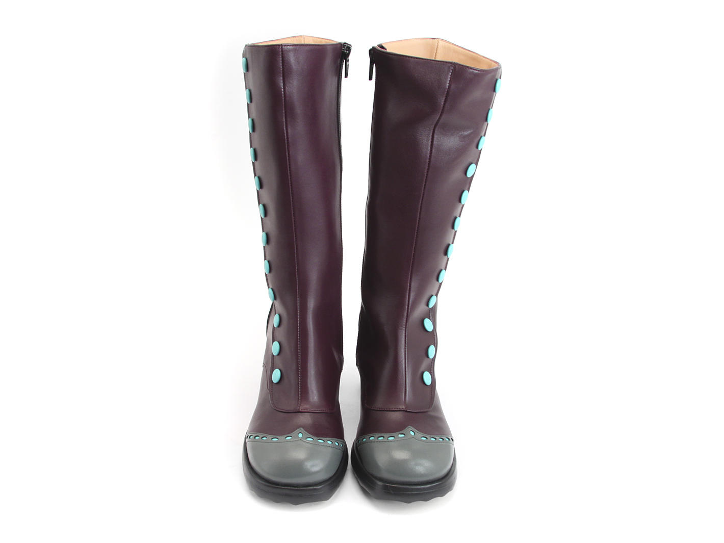Babycake Purple & Teal Mid-Height Boot with Buttons: Front
