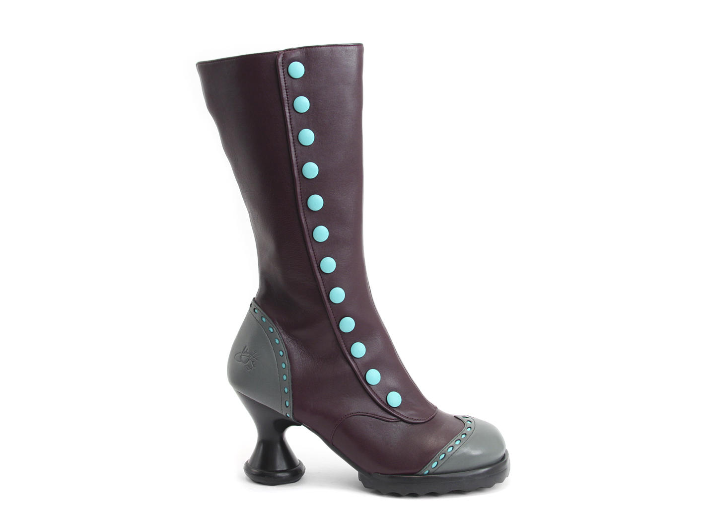 Babycake Purple & Teal Mid-Height Boot with Buttons: Profile outside