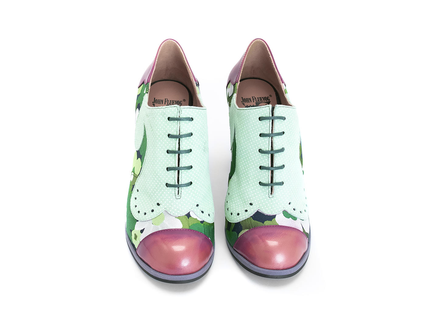 Bahiana Vert floral Talon floral à lacet: Front