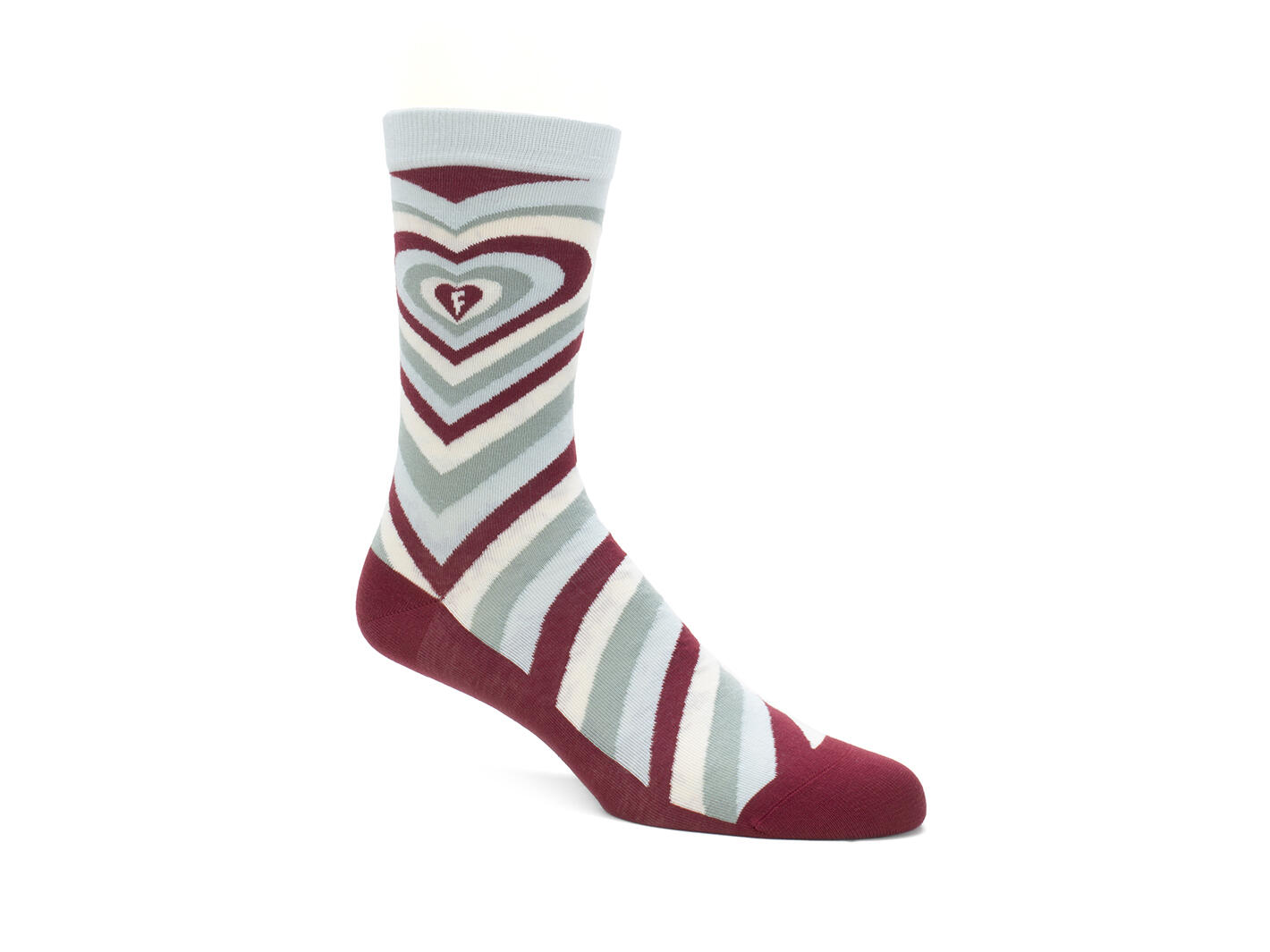 Baobao Vog Socks Cream/Blue/Burgundy Radiating Heart Socks