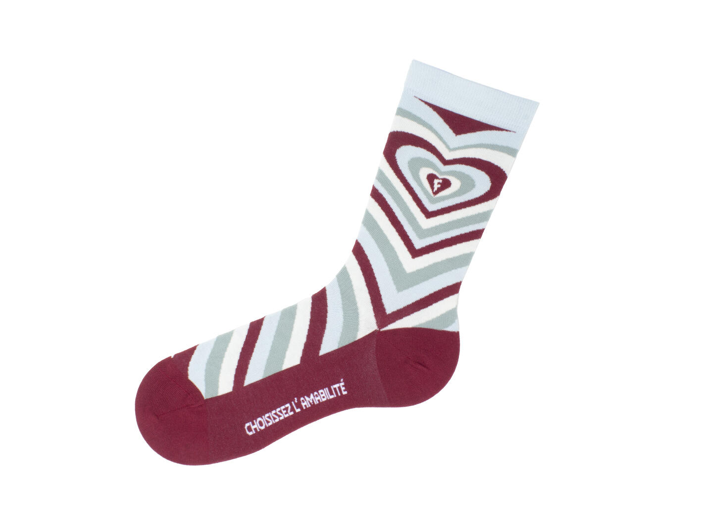 Baobao Vog Socks Cream/Blue/Burgundy Radiating Heart Socks