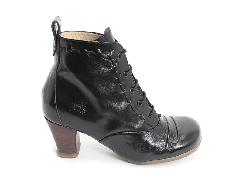 Bartoli Black Heeled Lace-Up Bootie