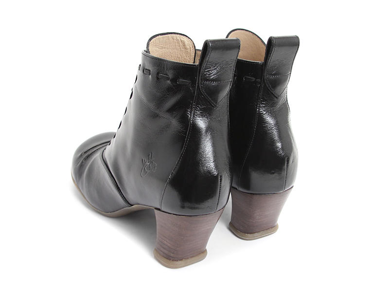Bartoli Black Heeled Lace-Up Bootie