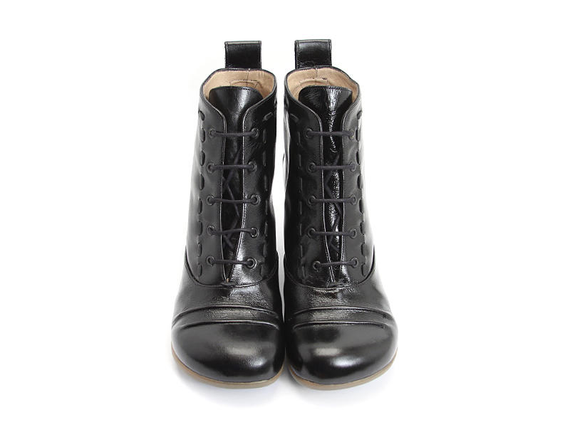 Bartoli Black Heeled Lace-Up Bootie