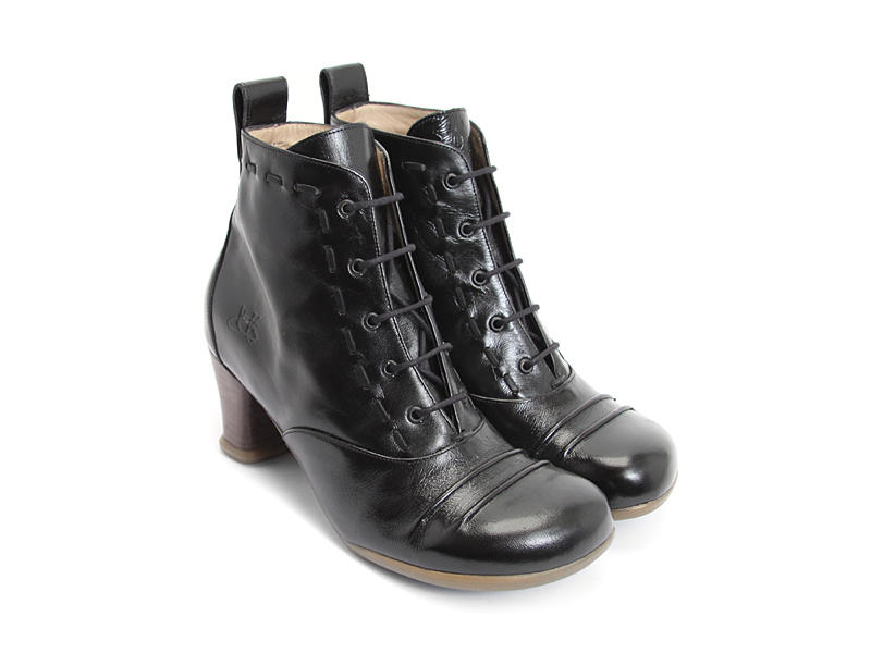 Bartoli Noir Heeled Lace-Up Bootie
