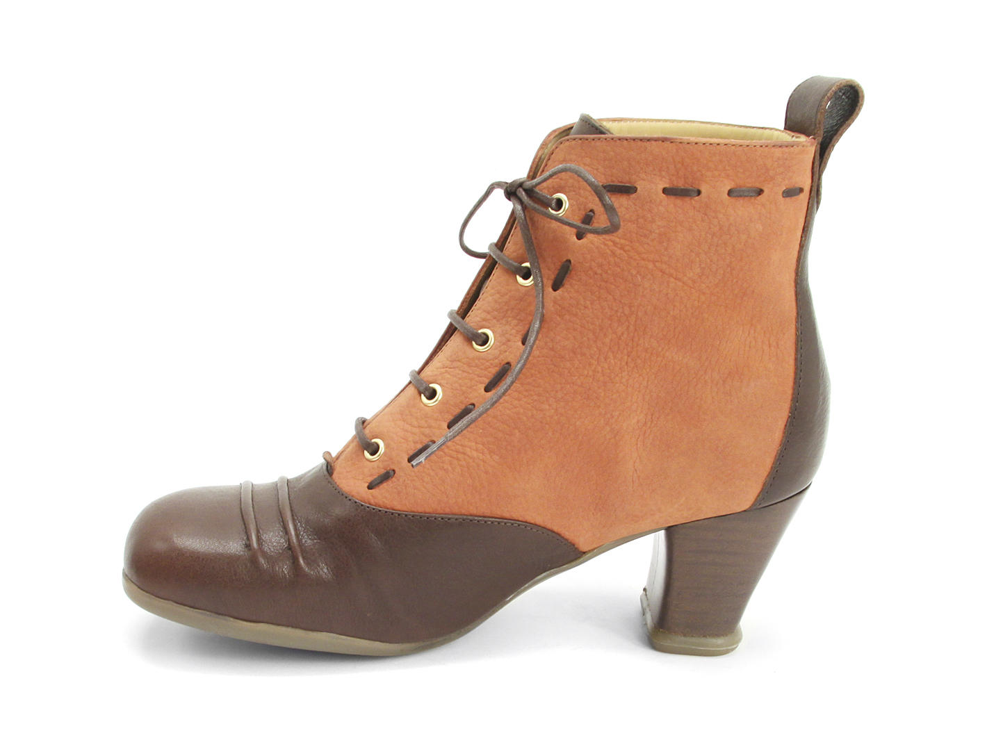 Bartoli Orange Heeled Lace-Up Bootie: Profile inside