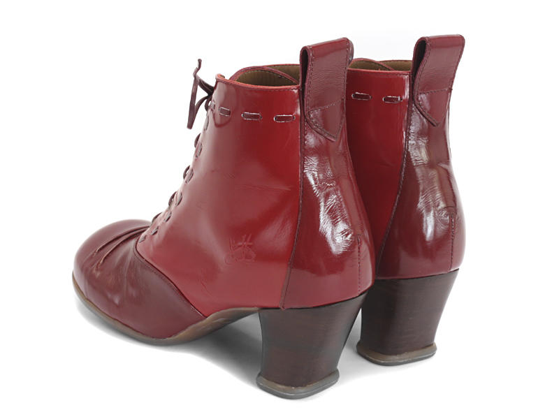 Bartoli Rouge Vin Heeled Lace-Up Bootie: Back