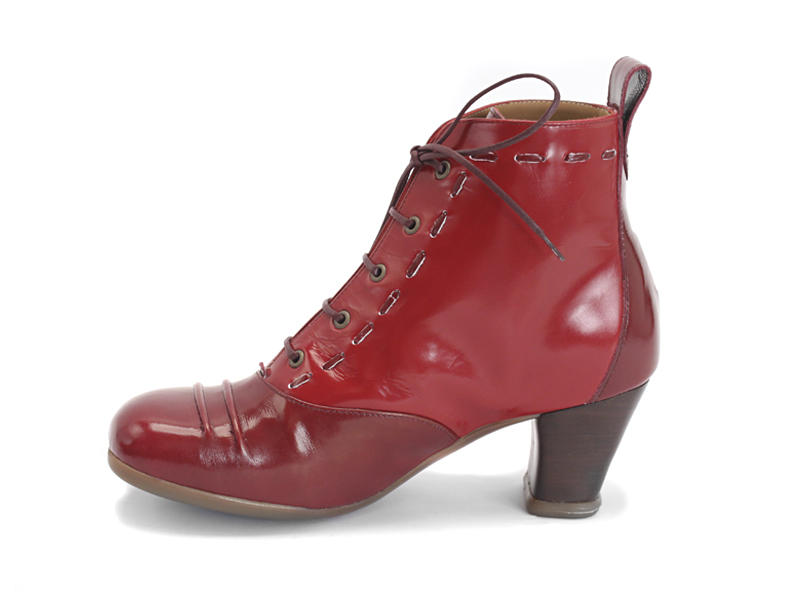 Bartoli Rouge Vin Heeled Lace-Up Bootie: Profile inside