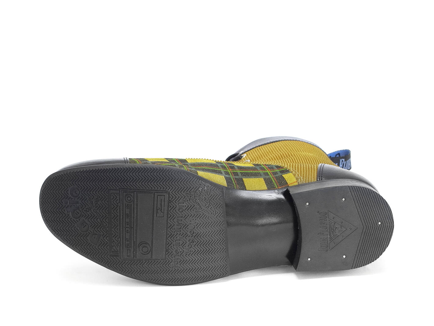 BBC: Men’s Yellow Plaid Classic Lace-Up Boots: Sole