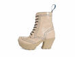 Bebop Beige Patent Mid Heel Brogue Boots: Profile outside