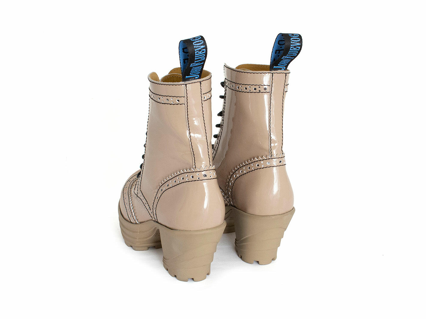Bebop Beige verni Botte lacée à bout fleuri: Back