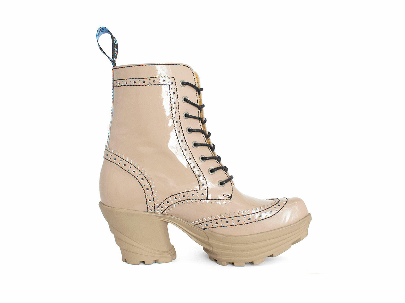 Bebop Beige verni Botte lacée à bout fleuri: Profile inside