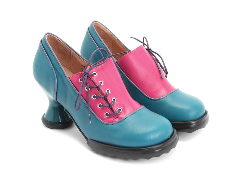 Bee’s Knees Blue & Pink Shoe with side-lace