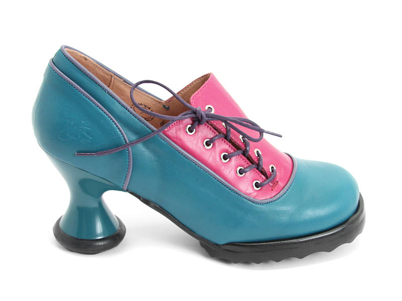 Bee’s Knees Blue & Pink Shoe with side-lace