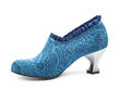 Bernini Blue/Silver Pump with ruffles: Profile inside