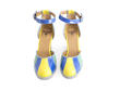 Bianca Blue Contrast ankle strap heel: Front