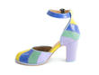 Bianca Blue Contrast ankle strap heel: Profile inside