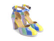 Bianca Blue Contrast ankle strap heel: Quarter view
