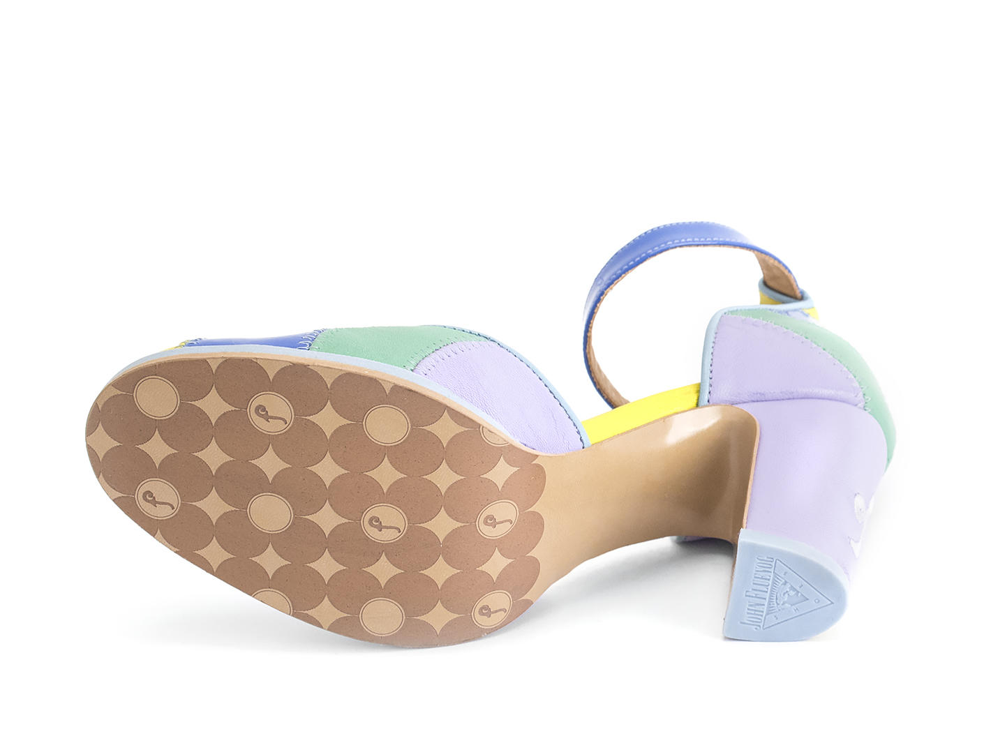 Bianca Blue Contrast ankle strap heel: Sole