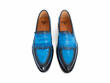 Bicknell Blue Penny Loafers with Fringe: Front
