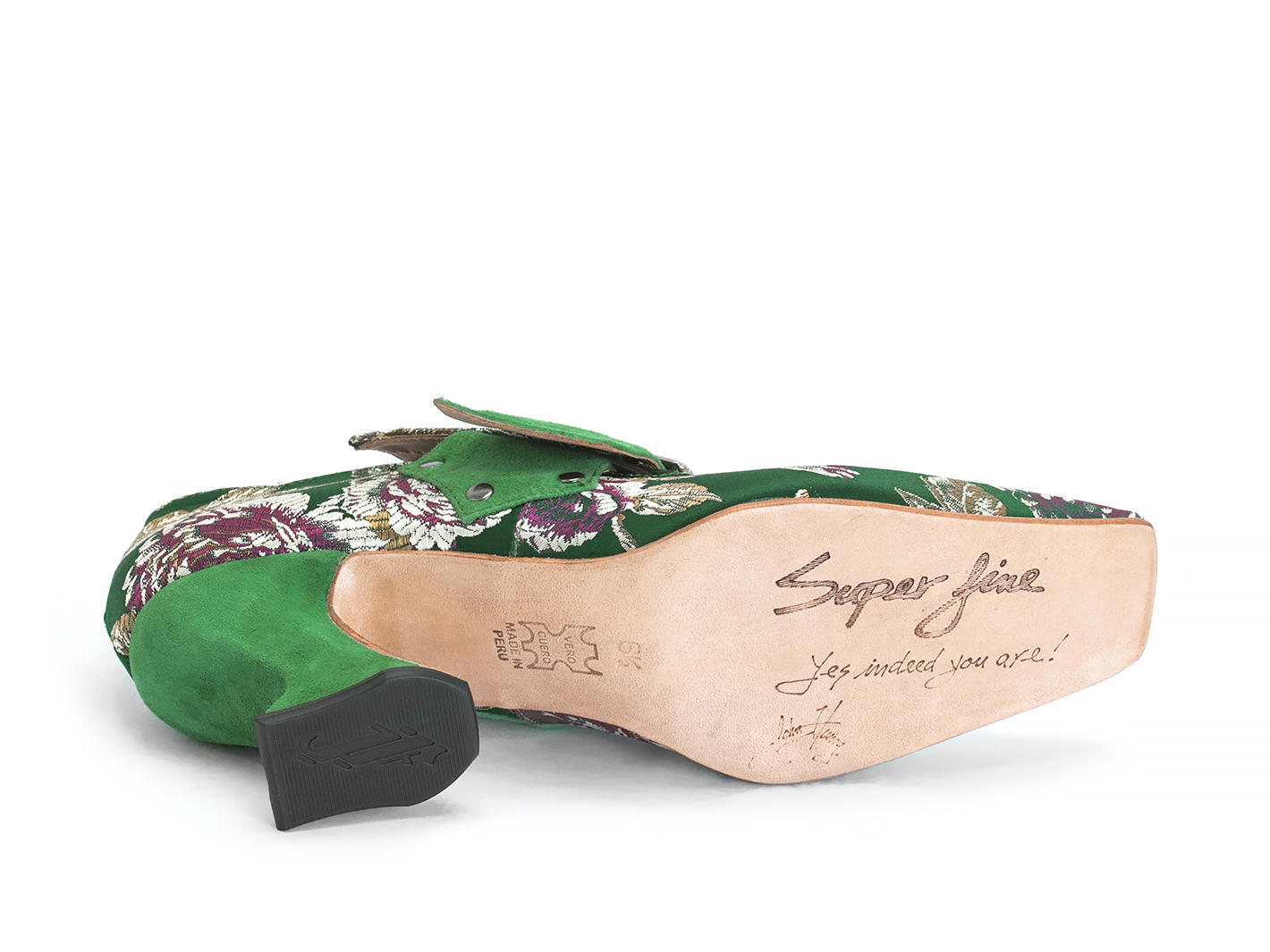 Bishop Green Floral Jacquard Buckled Loafer Heels: Sole