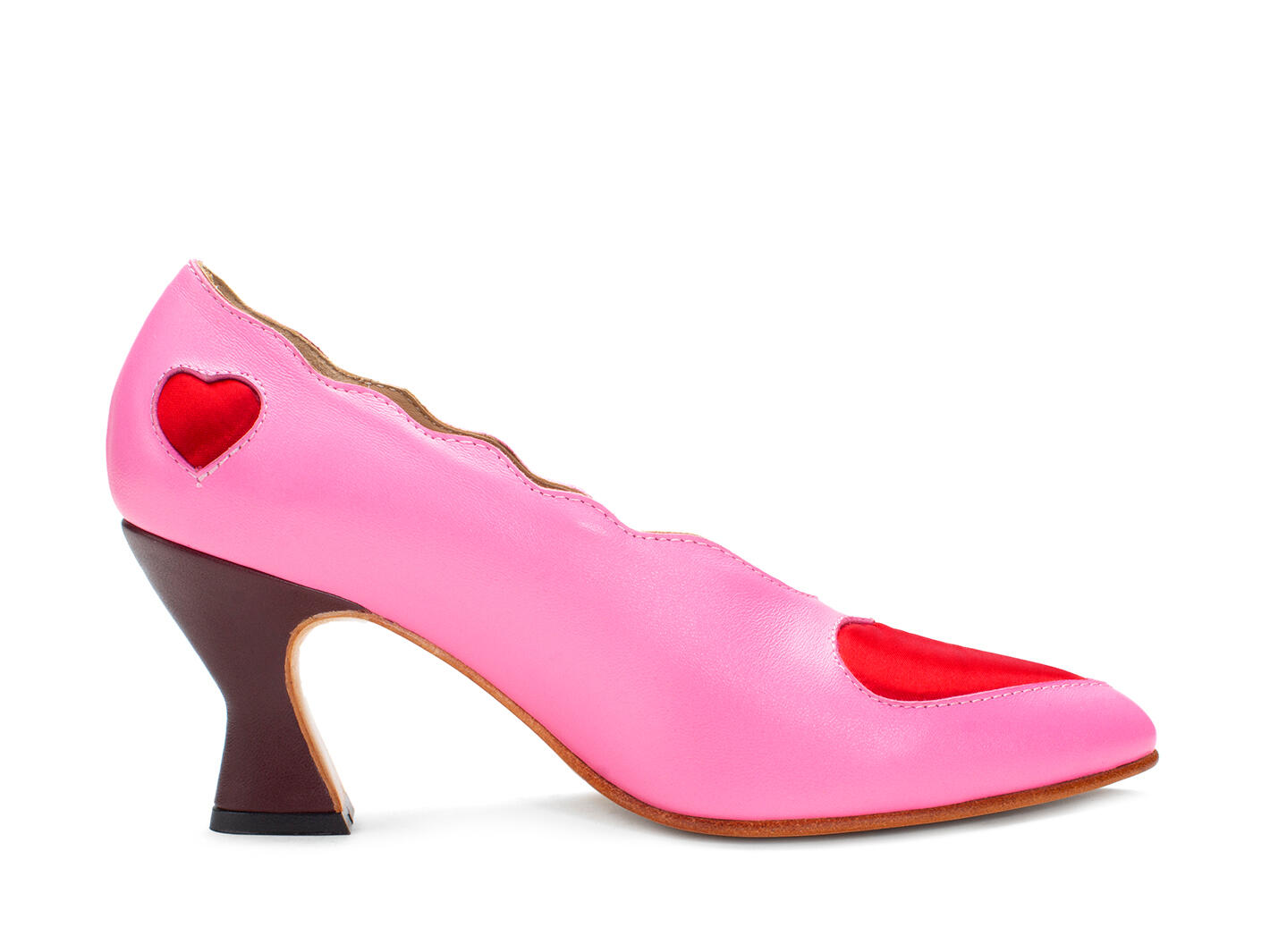 Blaise Pink/Red Pumps with Appliqué: Profile inside