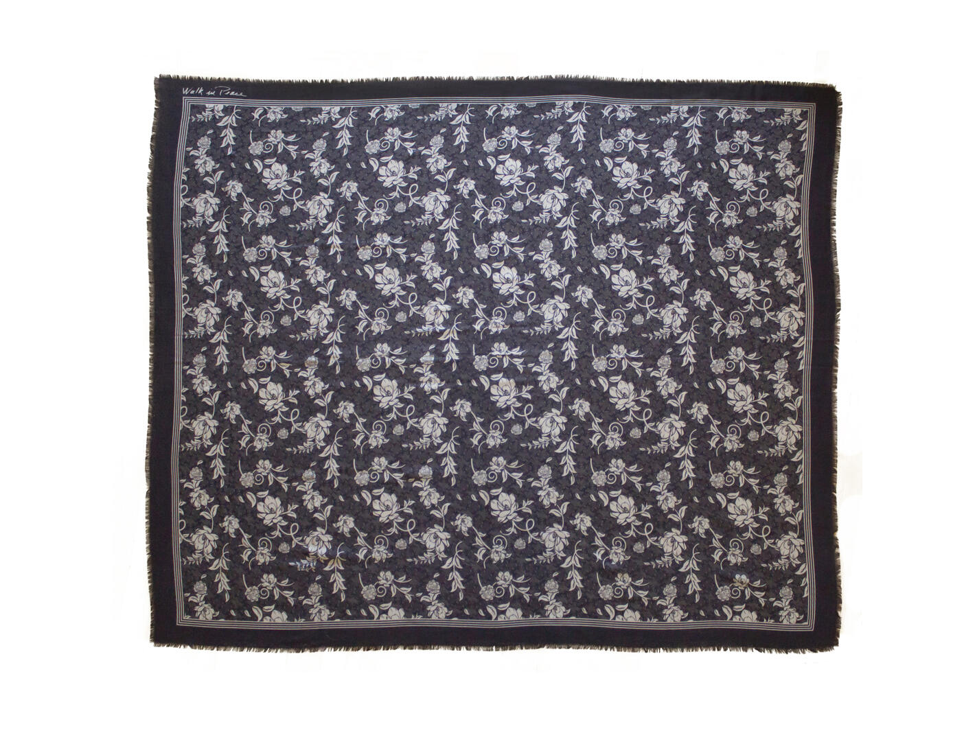Blanket Scarf Baroque Floral Wool and Silk Blanket Scarf