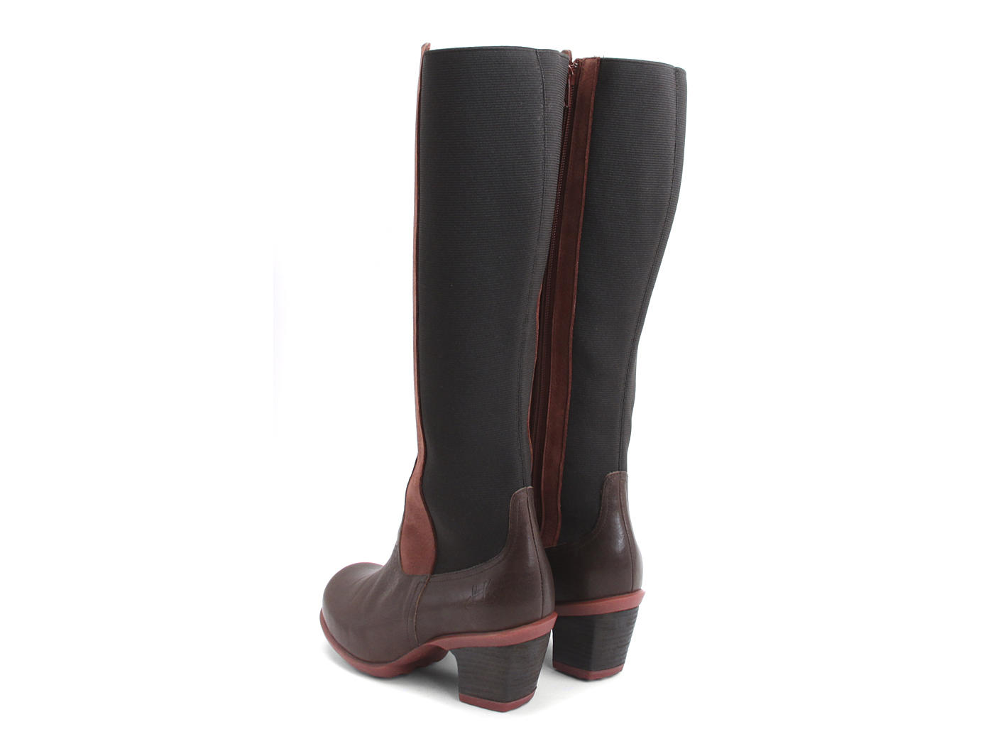 Blossom Brown Tall Boot with Elastic Shaft: Back