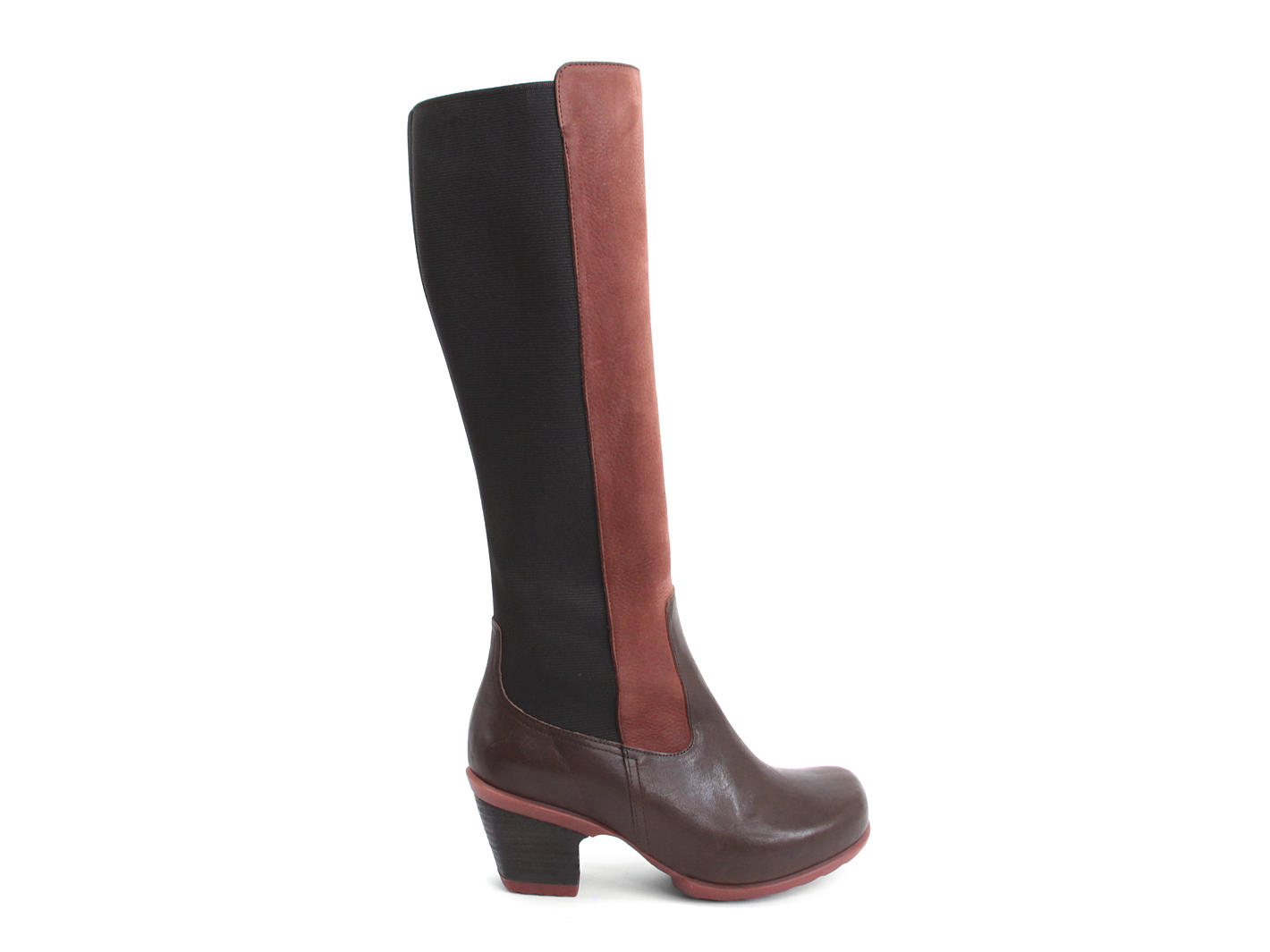 Blossom Brown Tall Boot with Elastic Shaft: Profile outside