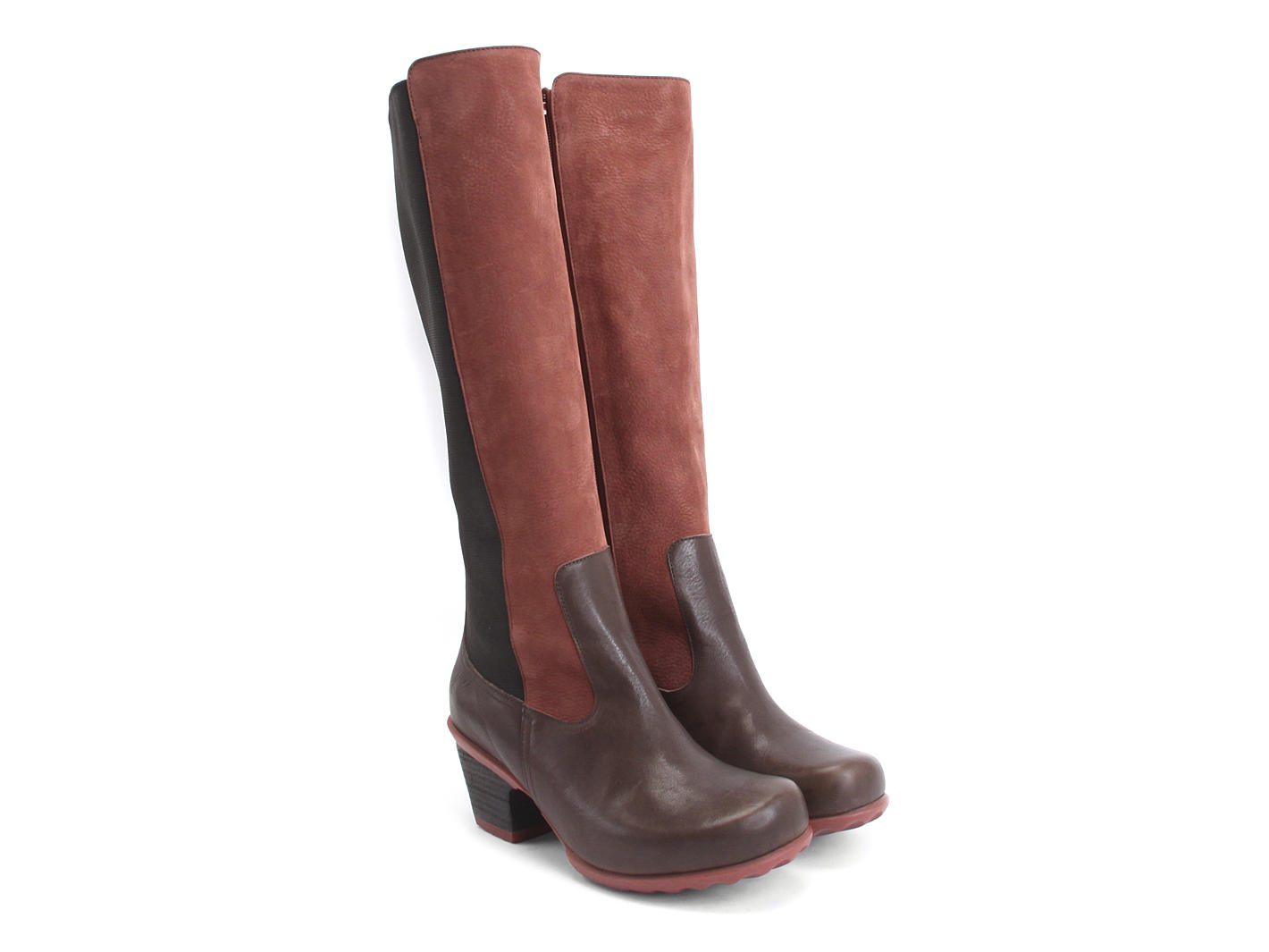Blossom Brown Tall Boot with Elastic Shaft: Quarter view