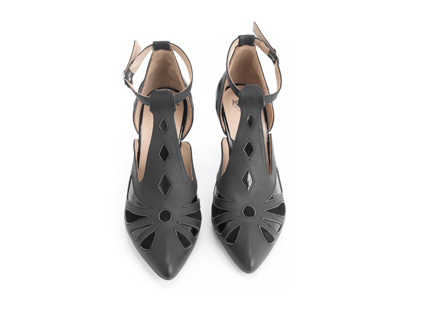 Bop Noir Talon salomé géométrique: Front