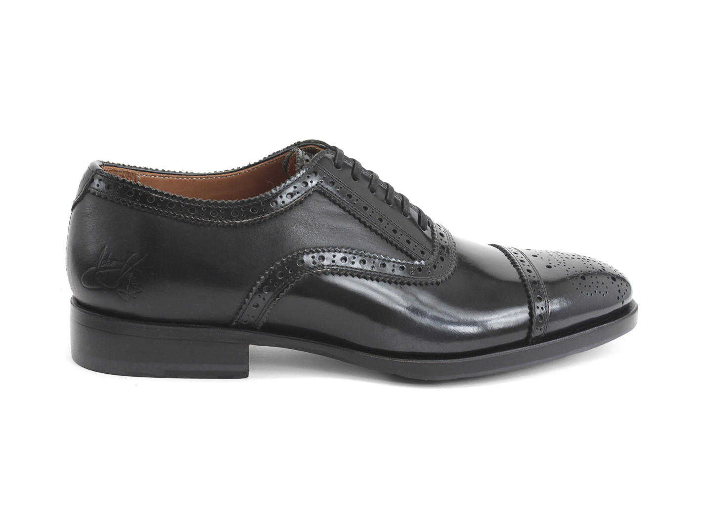 Brandenburg Black Steel Classic Brogue Shoes: Profile outside