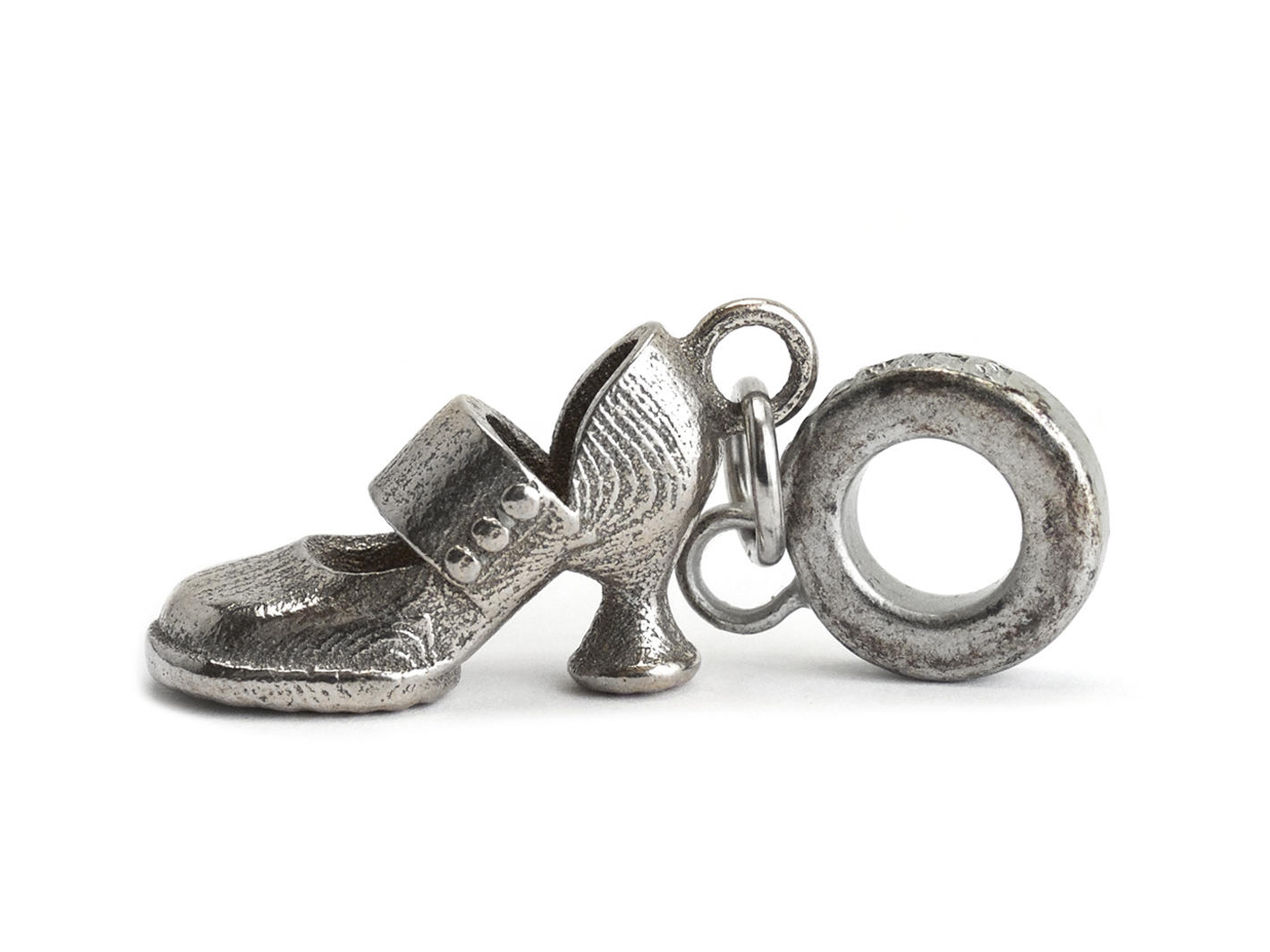 Breloque chaussure Zaza Argent Breloque chaussure en acier inoxydable