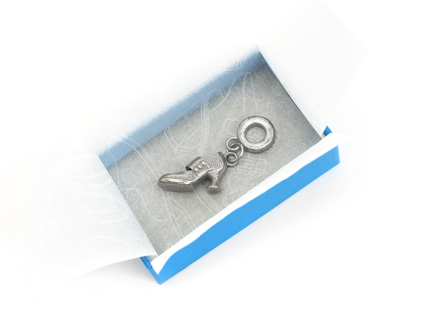 Breloque chaussure Zaza Argent Breloque chaussure en acier inoxydable