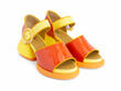 Bridget Orange/Yellow Leather Sandals: Quarter view