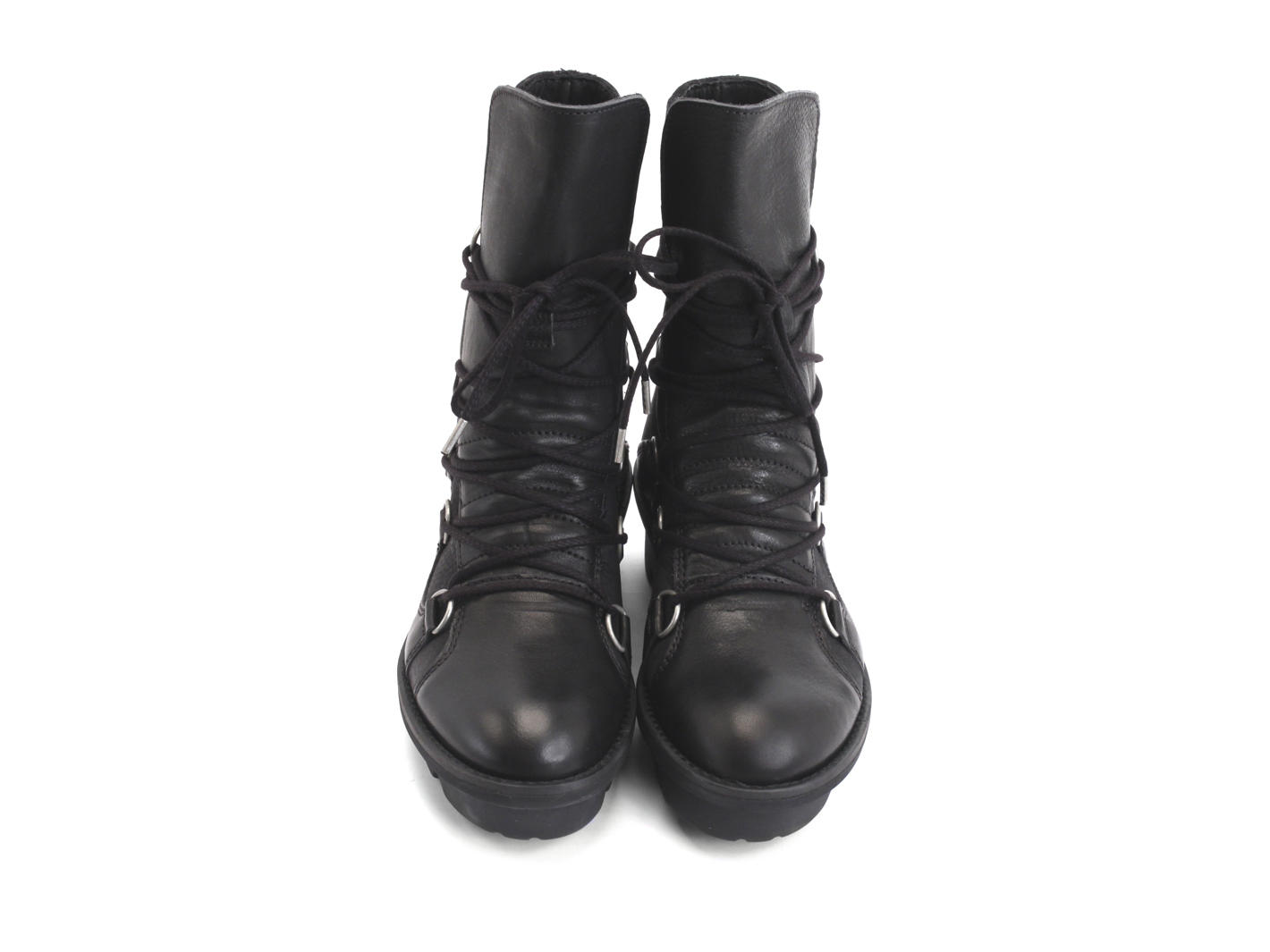 Bronco Black Mid-Height Biker Boot: Front
