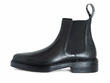 Brunson Black Leather Chelsea Boots: Profile outside