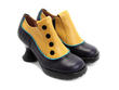 Bunny Navy & Yellow Leather Heel with Buttons