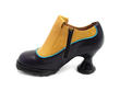 Bunny Navy & Yellow Leather Heel with Buttons