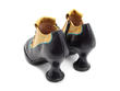 Bunny Navy & Yellow Leather Heel with Buttons