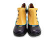 Bunny Navy & Yellow Leather Heel with Buttons