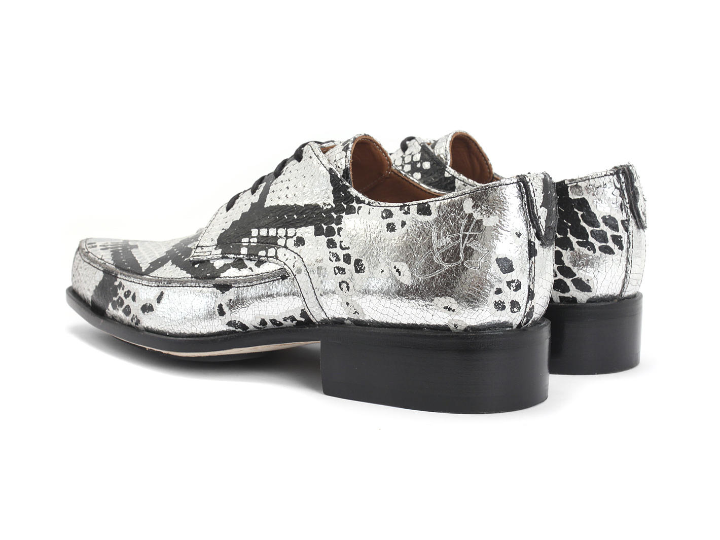 Buster White Snake Pointed Derby Dress Shoe: Back
