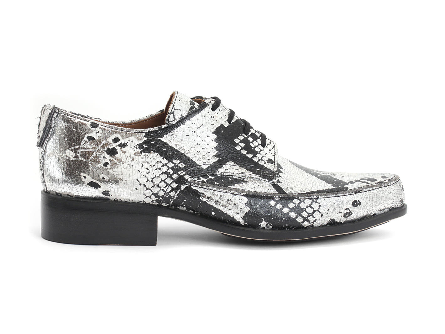 Buster White Snake Pointed Derby Dress Shoe: Profile outside