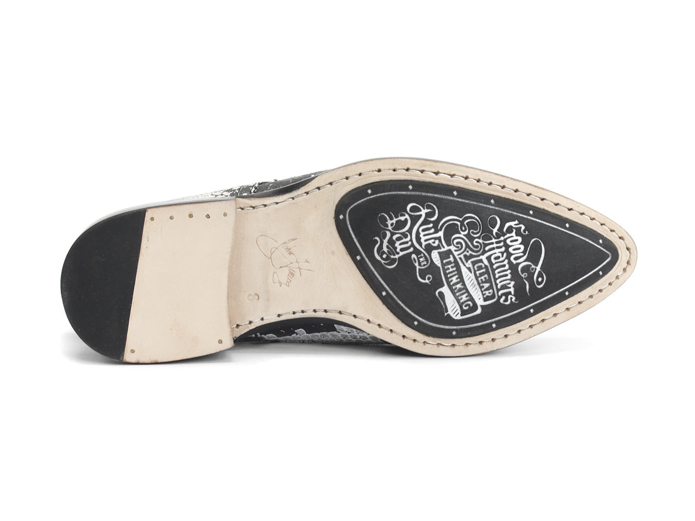 Buster White Snake Pointed Derby Dress Shoe: Sole