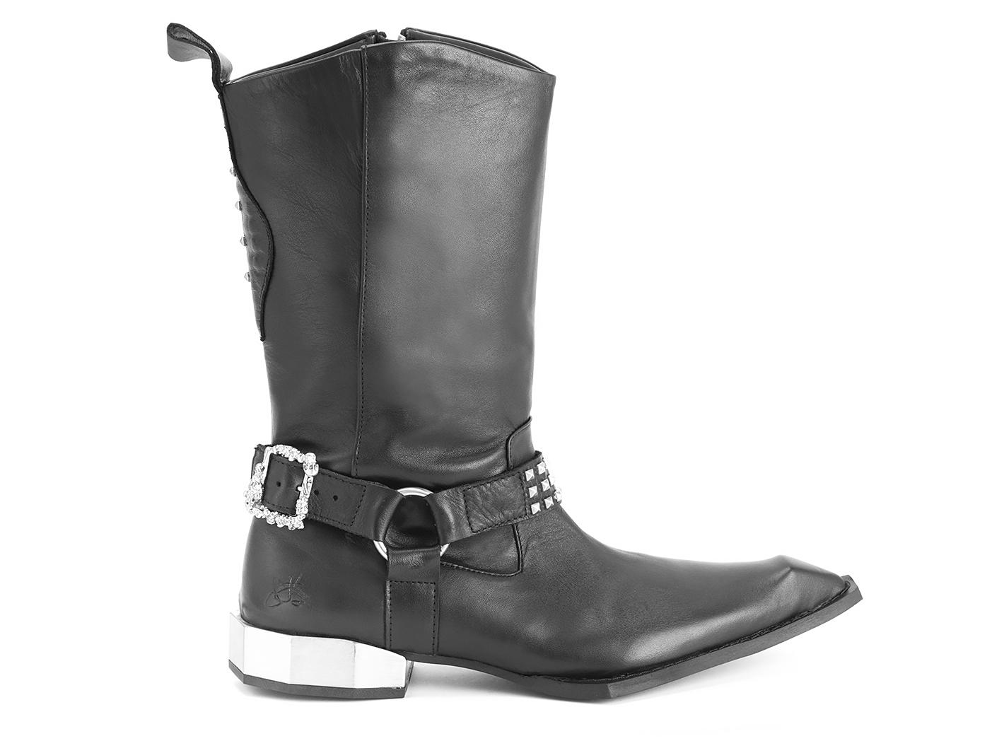Cannon Ball Black Mid-calf riding boot: Profile outside