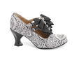 Caravaggio Grey Paisley Double T-Strap Heels with Bows