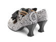 Caravaggio Grey Paisley Double T-Strap Heels with Bows