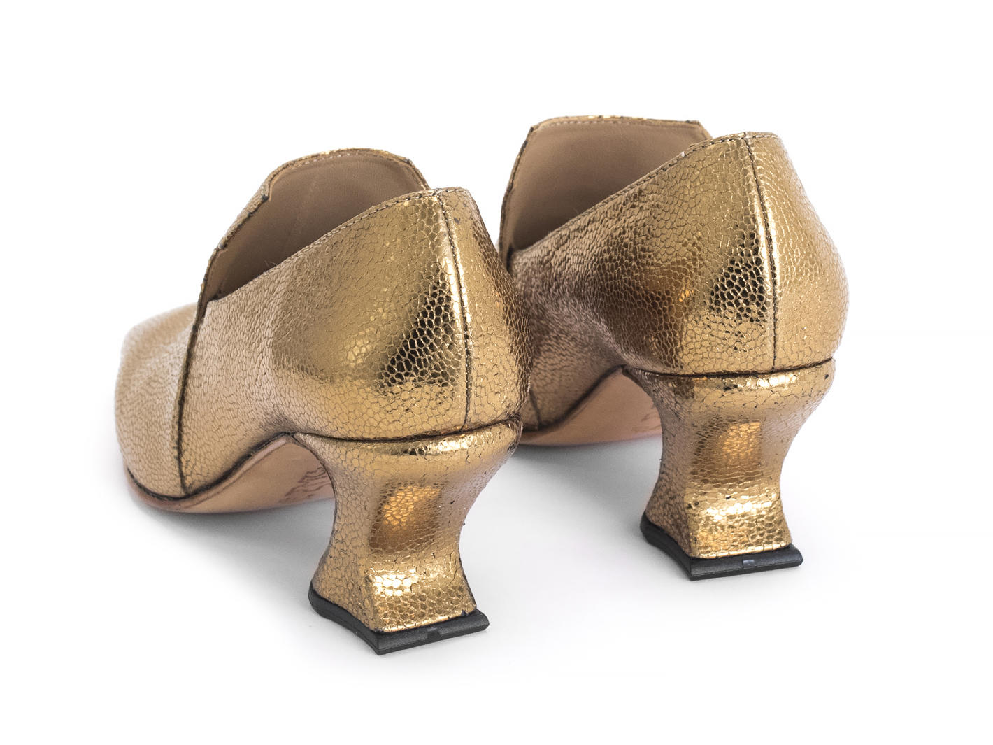 Cardinal Gold Square-Toe Loafer Heels: Back