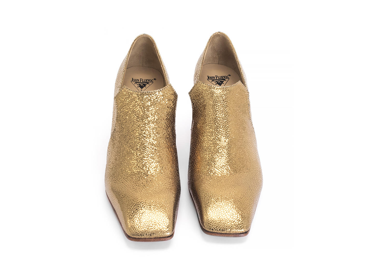 Cardinal Gold Square-Toe Loafer Heels: Front